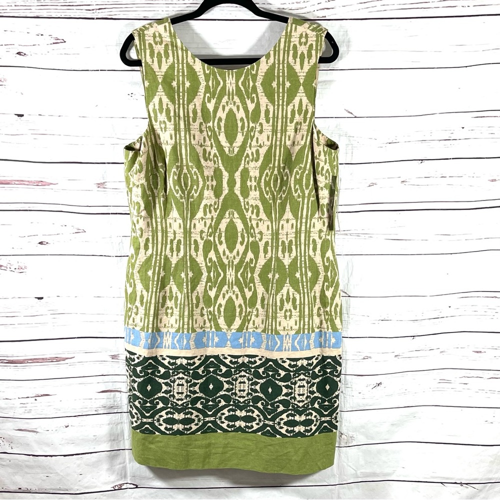 New Tahari ASL Women’s Sheath Dress Size 14 Sleeveless Linen Blend Green